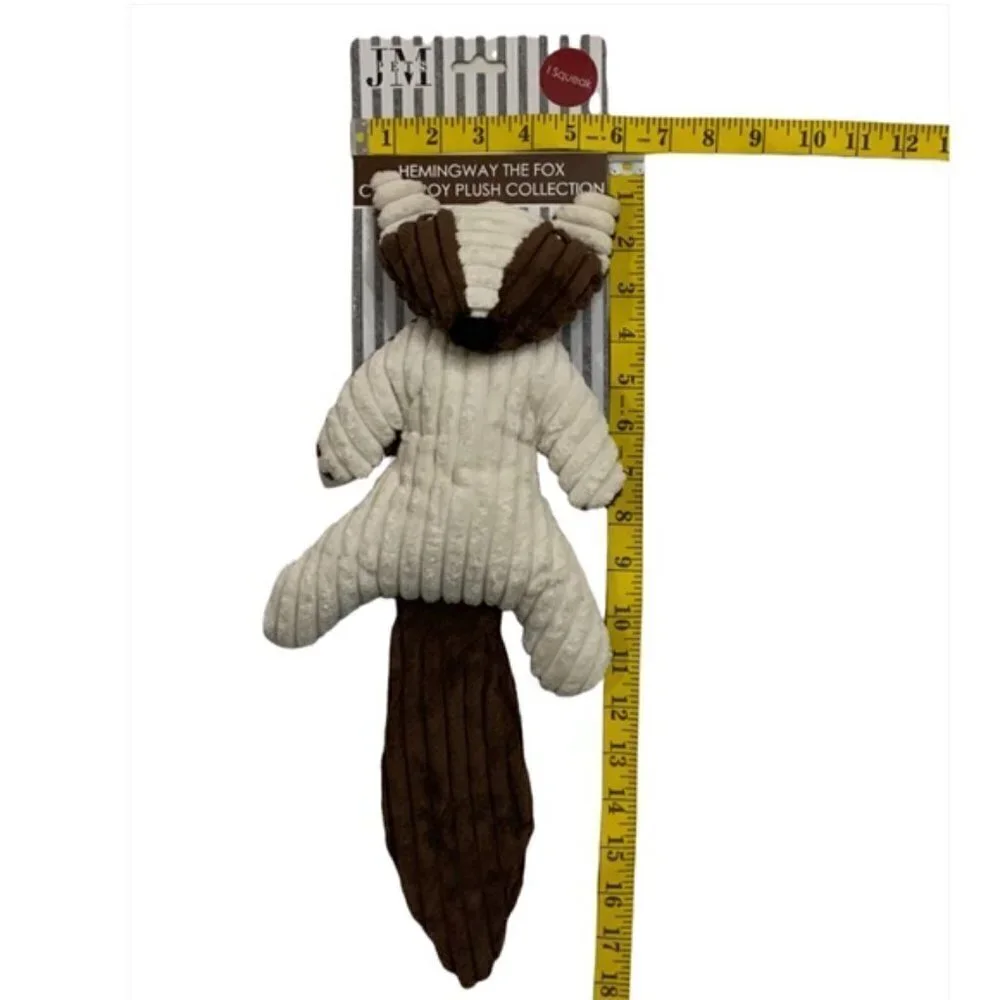 Plush Dog Toy Squeaky Crinkle Corduroy Hemingway the Fox Brown Tan 17 in